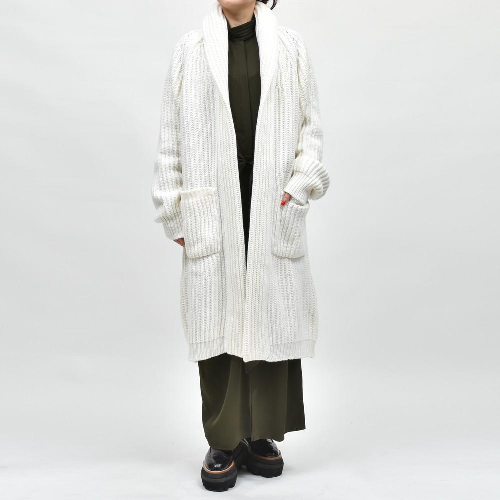 BEGG X CO(ベグ アンド コー)Haus Coat ローゲージカシミアショールカラーロングニットボタンレスカーディガン 26042001225  レディース｜biglietta（ビリエッタ）