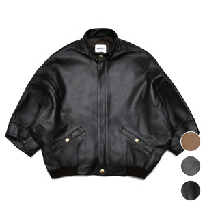 EMMETI⭐︎エンメティ レザー七分丈レディースジャンパー羊革 ラムスキン　38 EMMETI⭐︎エンメティ レザー七分丈レディースジャンパー羊革